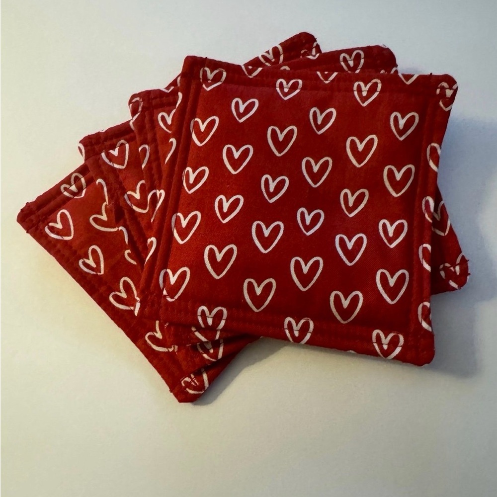 Valentine's Day Red Heart Patterned Coasters